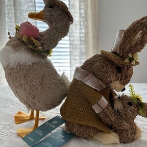 New with Tags Spring Decor Charming Duck and Rabbit Figurines